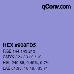 カラーコード: HEX #908FD5 | qconv.com