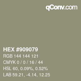 Color code: HEX #909079 | qconv.com