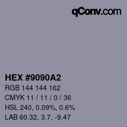 Farbcode: HEX #9090A2 | qconv.com