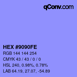 Color code: HEX #9090FE | qconv.com