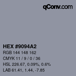颜色代码: HEX #9094A2 | qconv.com