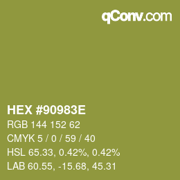 Color code: HEX #90983E | qconv.com