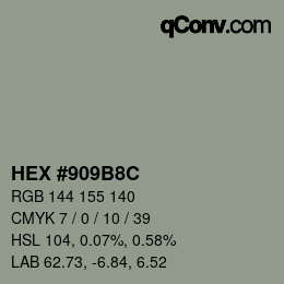颜色代码: HEX #909B8C | qconv.com