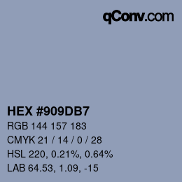 颜色代码: HEX #909DB7 | qconv.com