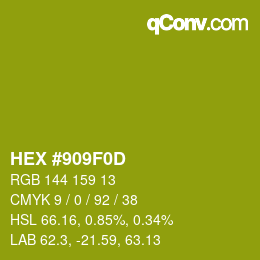 Color code: HEX #909F0D | qconv.com