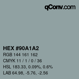 Color code: HEX #90A1A2 | qconv.com