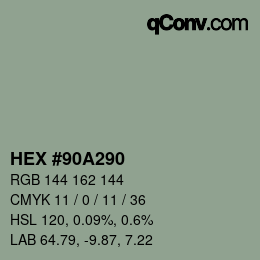 Código de color: HEX #90A290 | qconv.com