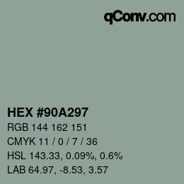 Código de color: HEX #90A297 | qconv.com