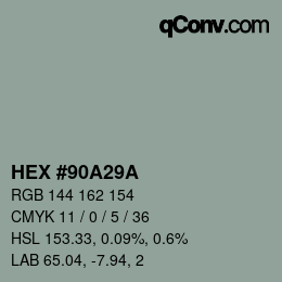 颜色代码: HEX #90A29A | qconv.com