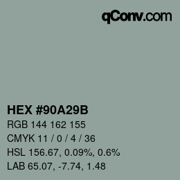 Color code: HEX #90A29B | qconv.com
