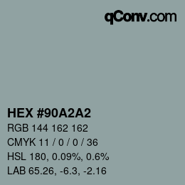 Código de color: HEX #90A2A2 | qconv.com
