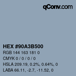 Color code: HEX #90A3B500 | qconv.com