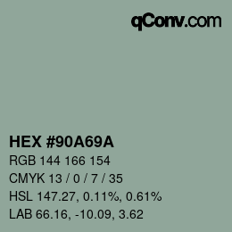 Color code: HEX #90A69A | qconv.com