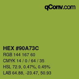 颜色代码: HEX #90A73C | qconv.com