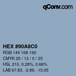 Color code: HEX #90A8C0 | qconv.com