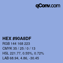 颜色代码: HEX #90A8DF | qconv.com