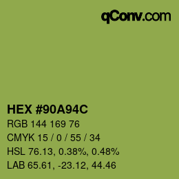 颜色代码: HEX #90A94C | qconv.com
