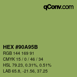 颜色代码: HEX #90A95B | qconv.com