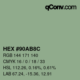 Color code: HEX #90AB8C | qconv.com