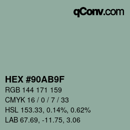 Color code: HEX #90AB9F | qconv.com