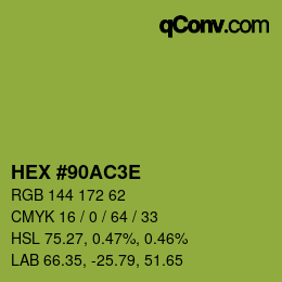 Color code: HEX #90AC3E | qconv.com