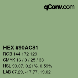 Color code: HEX #90AC81 | qconv.com