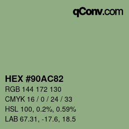 Código de color: HEX #90AC82 | qconv.com