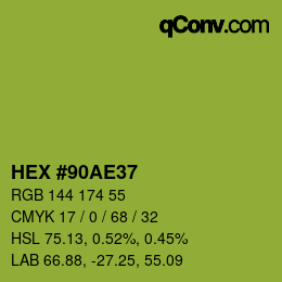 カラーコード: HEX #90AE37 | qconv.com