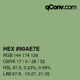 Color code: HEX #90AE7E | qconv.com