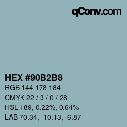 Farbcode: HEX #90B2B8 | qconv.com
