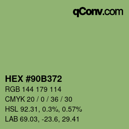 颜色代码: HEX #90B372 | qconv.com