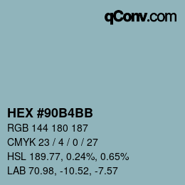 カラーコード: HEX #90B4BB | qconv.com