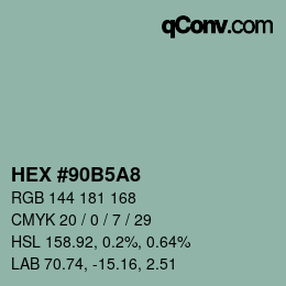 カラーコード: HEX #90B5A8 | qconv.com