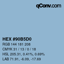 颜色代码: HEX #90B5D0 | qconv.com