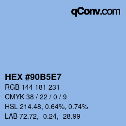 Farbcode: HEX #90B5E7 | qconv.com