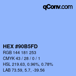 カラーコード: HEX #90B5FD | qconv.com