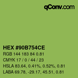 Farbcode: HEX #90B754CE | qconv.com