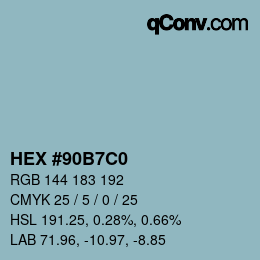 Color code: HEX #90B7C0 | qconv.com