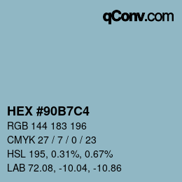 カラーコード: HEX #90B7C4 | qconv.com