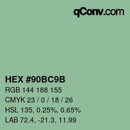 Color code: HEX #90BC9B | qconv.com