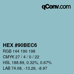 Código de color: HEX #90BEC6 | qconv.com