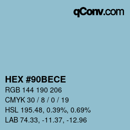 Color code: HEX #90BECE | qconv.com