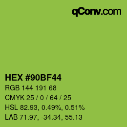 Color code: HEX #90BF44 | qconv.com