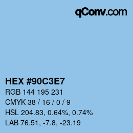 Color code: HEX #90C3E7 | qconv.com