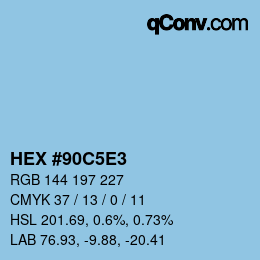 Color code: HEX #90C5E3 | qconv.com