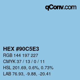 カラーコード: HEX #90C5E3 | qconv.com
