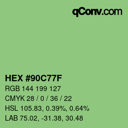 颜色代码: HEX #90C77F | qconv.com