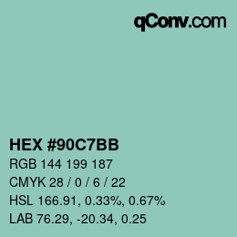 Color code: HEX #90C7BB | qconv.com