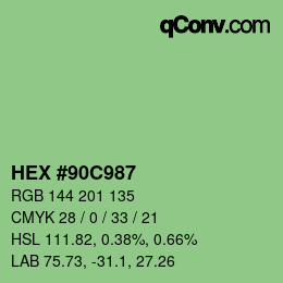 カラーコード: HEX #90C987 | qconv.com