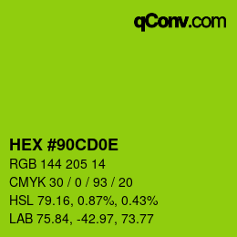 Color code: HEX #90CD0E | qconv.com